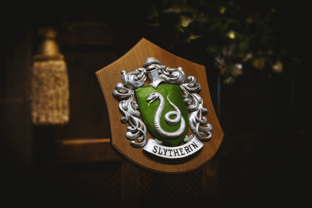 Slytherin badge from Harry Potter. 