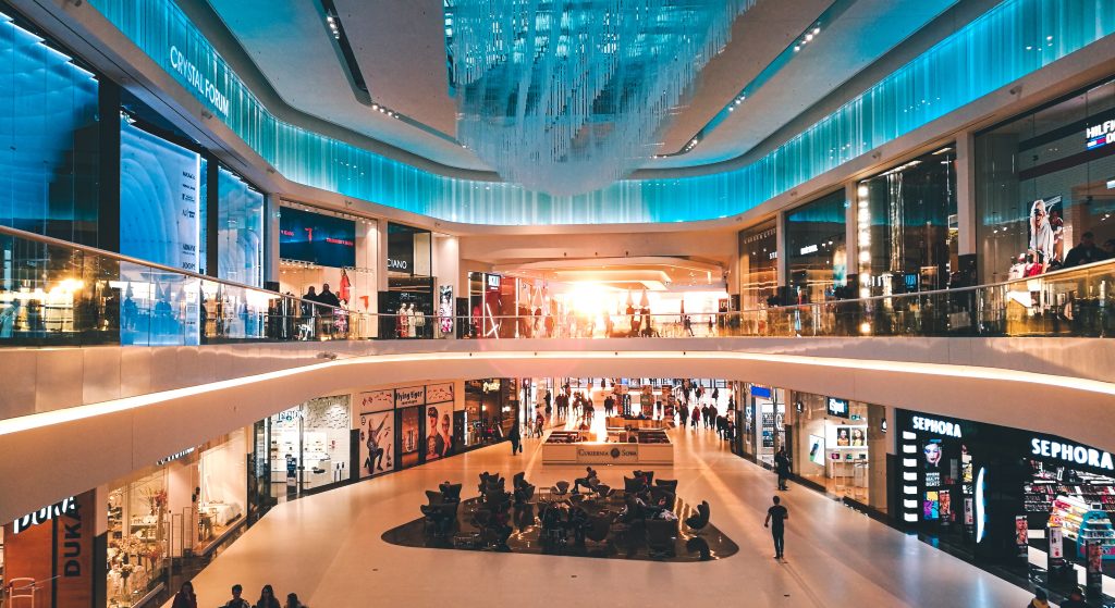A shopping centre / shopping mall. 