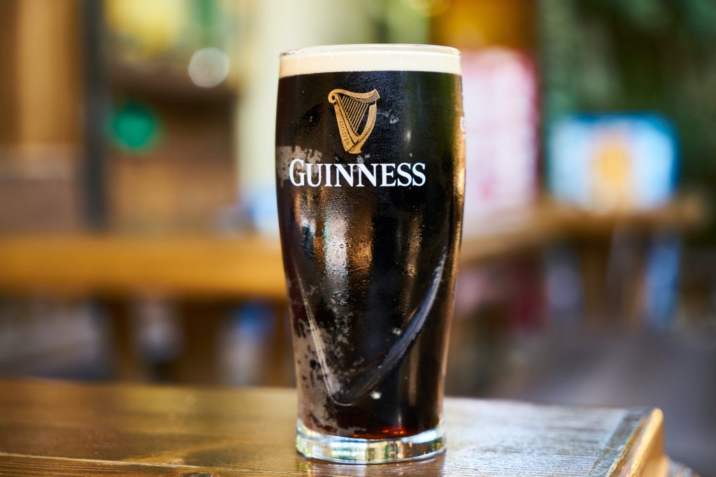 A pint of Guinness. "Like champagne, only Irish" 