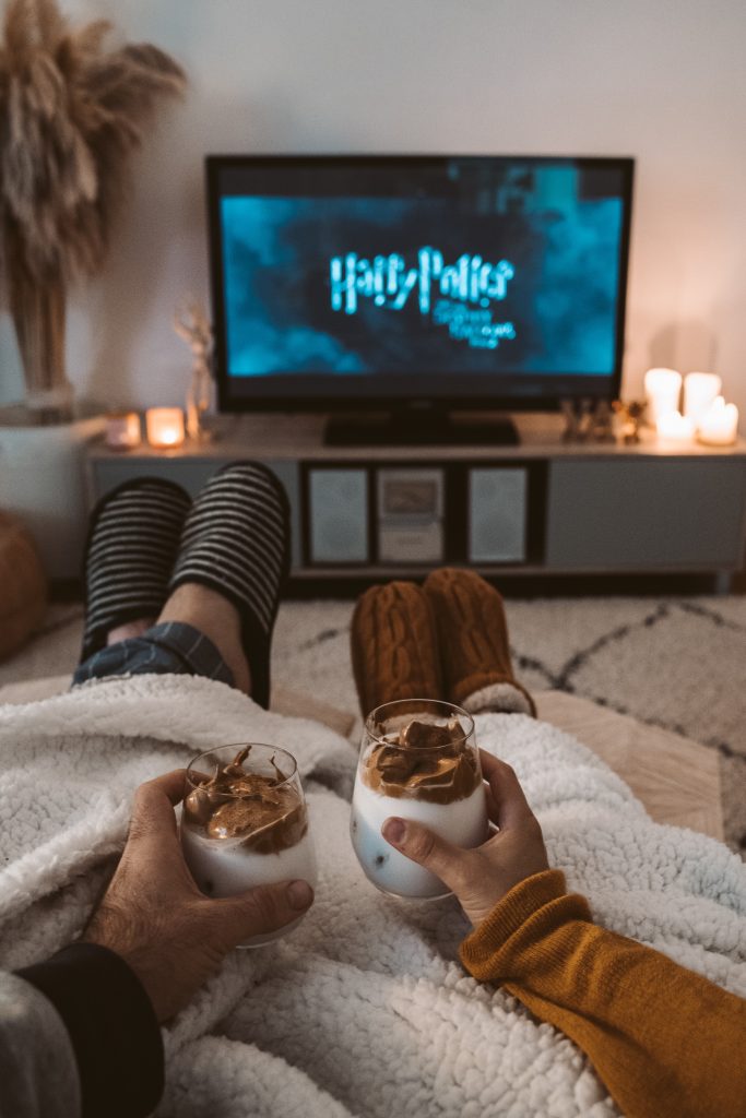 Staying home. Drinking coffee with your feet up. Watching Harry Potter with a blanket. 
