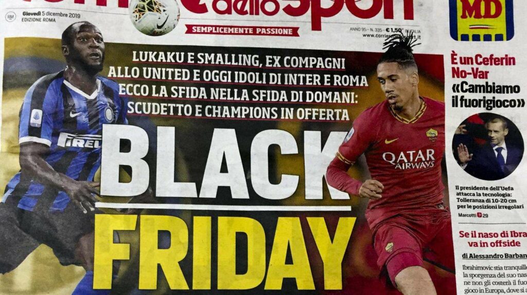 Romelu Lukaku and Chris Smalling in Corriere Dello Sport's racist headline "Black Friday"